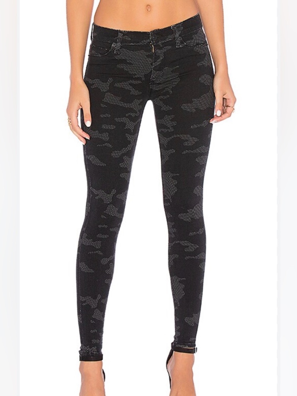 Hudson Jeans Nico Midrise Super Skinny Black Camo Print Denim Women's Size 26